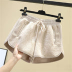 Faux Lamb Wool Wide Leg Casual Shorts