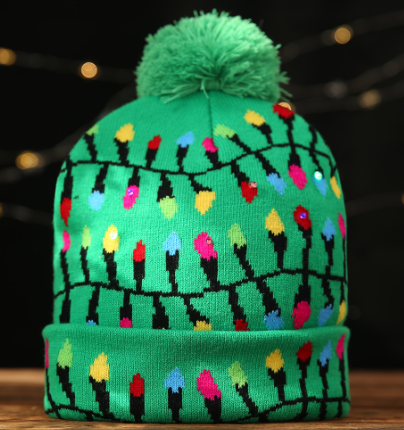 Knit Hat with LED Colorful Lights and Christmas Design