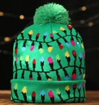 Knit Hat with LED Colorful Lights and Christmas Design