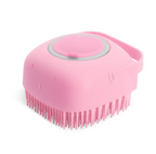Silicone Pet Bath Brush with Soap Dispenser, Soft Massage Grooming Scrubber for Dogs and Cats, Shedding Shampoo Comb with Finger Strap