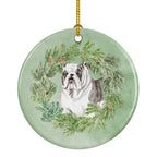 Bulldog Brindled Christmas Wreath Ceramic Ornament