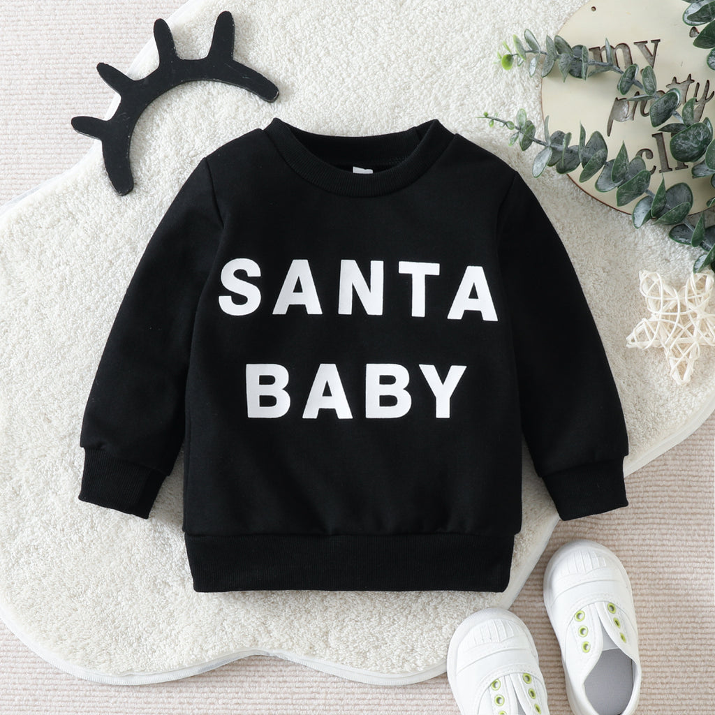 Children's Christmas Sweater with Letter Print Design