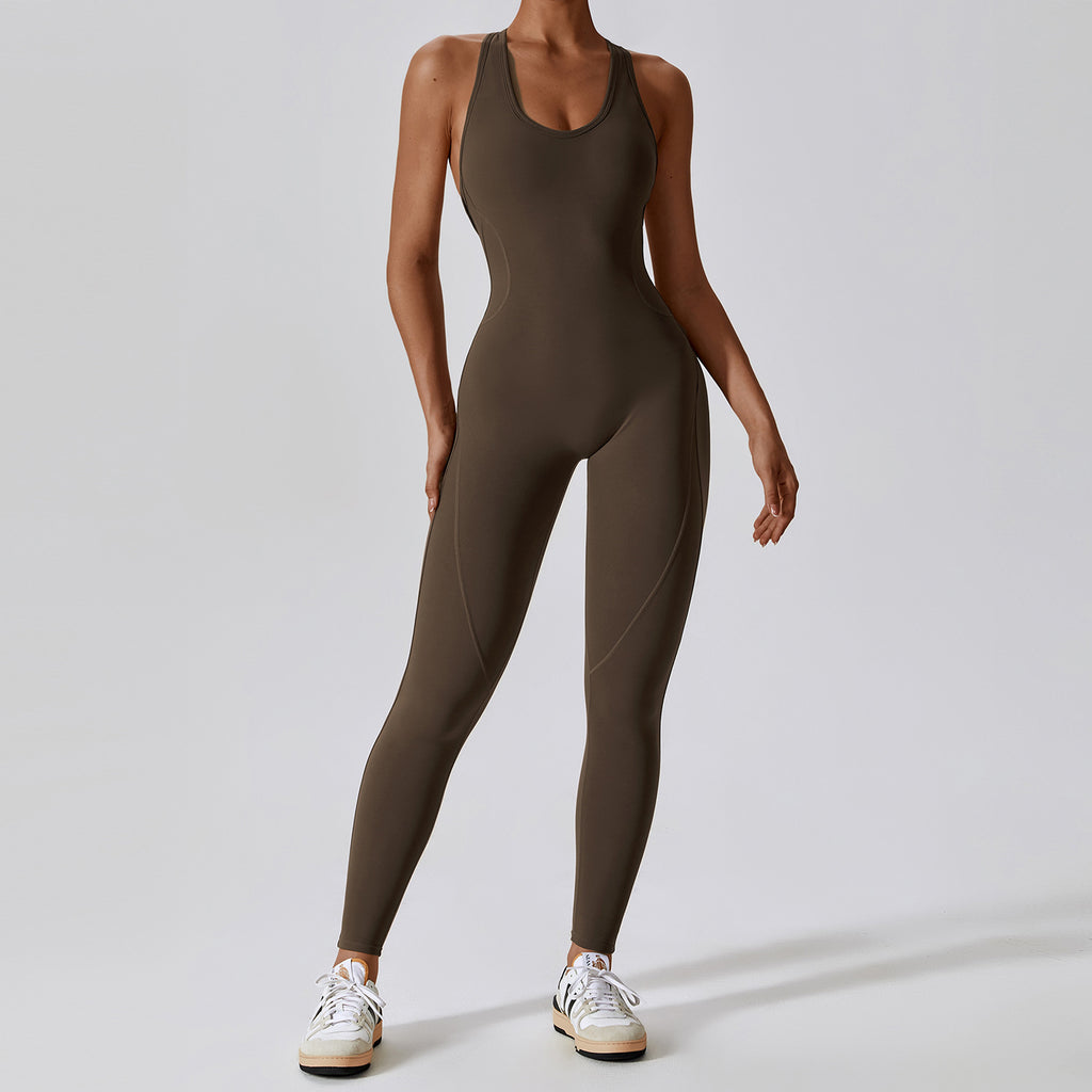 High Elasticity Women's Yoga Bodysuit with Open Back