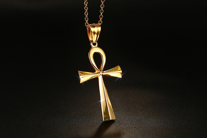 Gold and Steel Ankh Pendant
