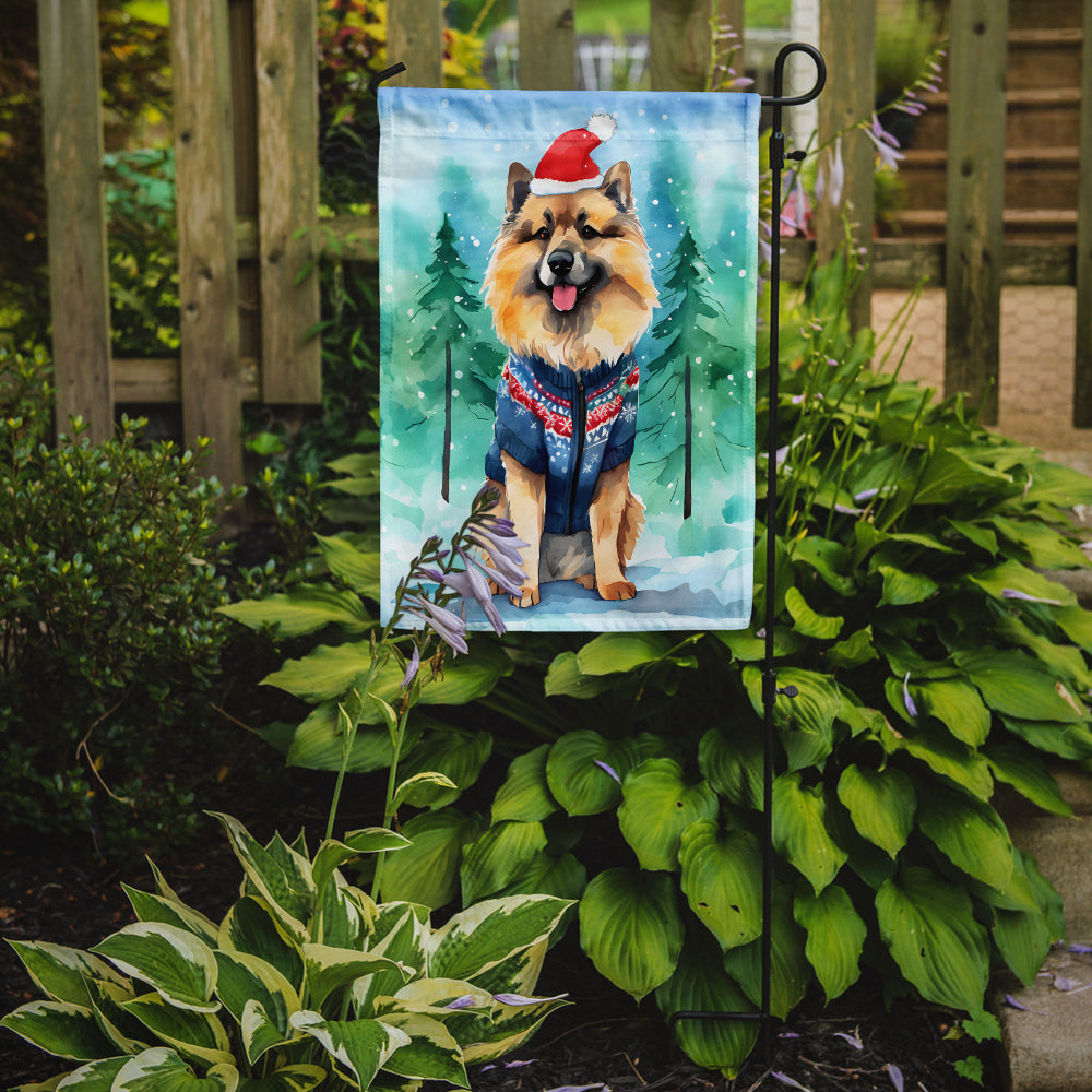 Keeshond Christmas Garden Flag