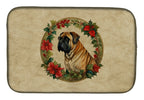 Mastiff Christmas Flowers Dish Drying Mat