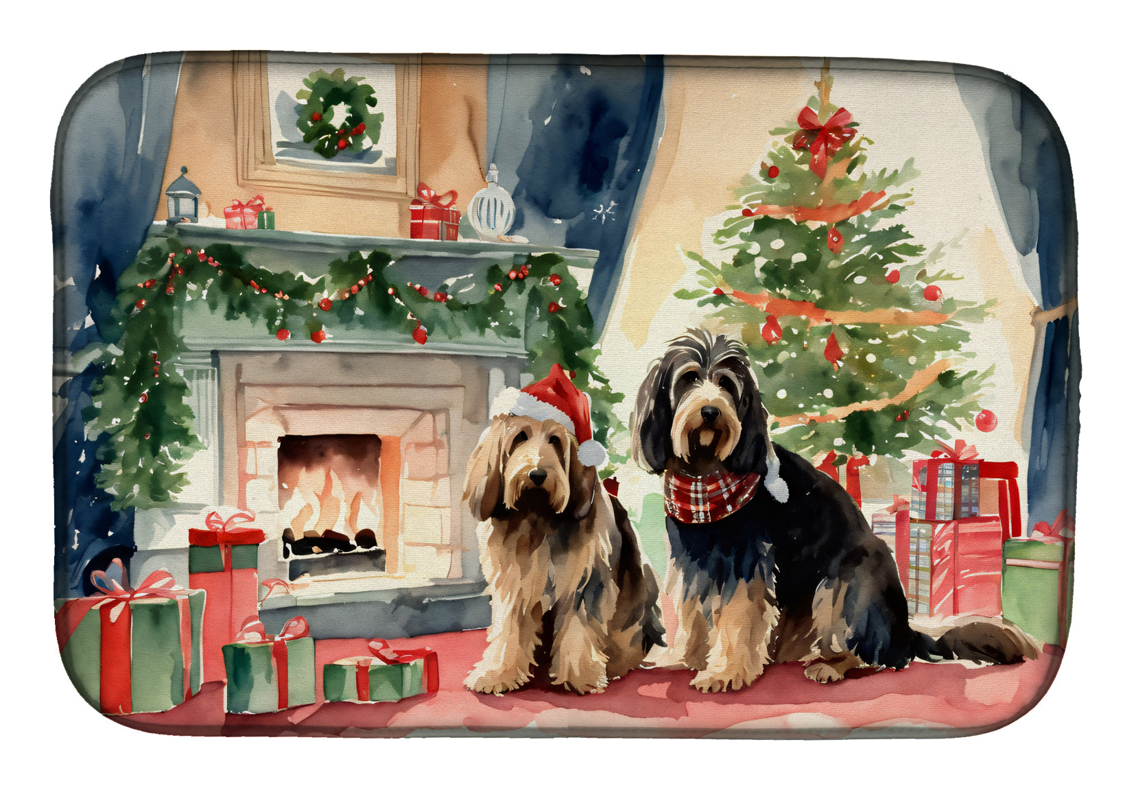 Otterhound Cozy Christmas Dish Drying Mat