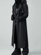 Wool Unbuttoned Mid-length Patchwork Coat