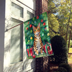 Toyger Cat By the Christmas Tree House Flag