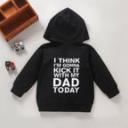 Children's Black Letter Cotton Sweater Coat