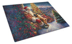 Brussels Griffon and Santa Claus Glass Cutting Board