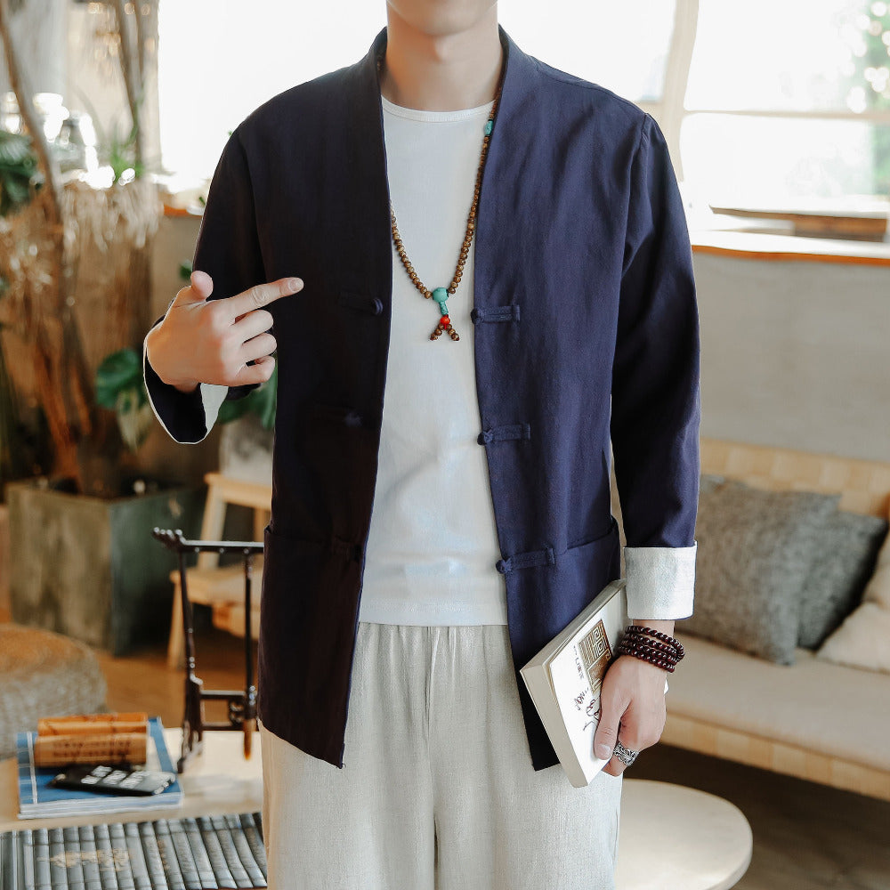 Men's Traditional Chinese Cotton Linen Tang Suit Jacket