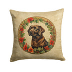 Labrador Retriever Christmas Flowers Throw Pillow