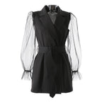 Elegant Women's Long Sleeve Lace Coat with Belt
