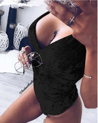 One-Shoulder Velvet Bodysuit