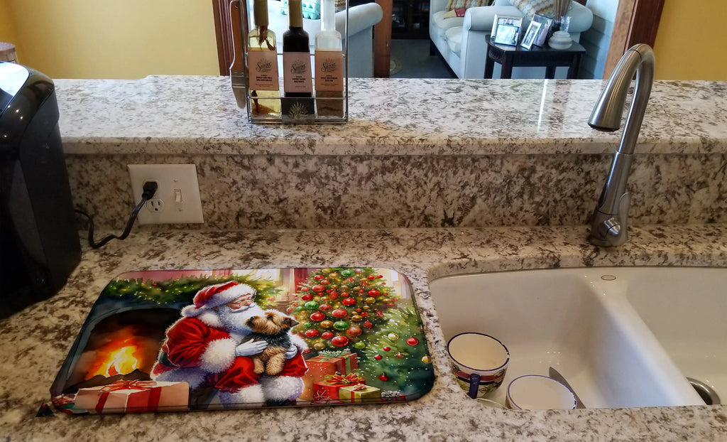 Norfolk Terrier and Santa Claus Dish Drying Mat