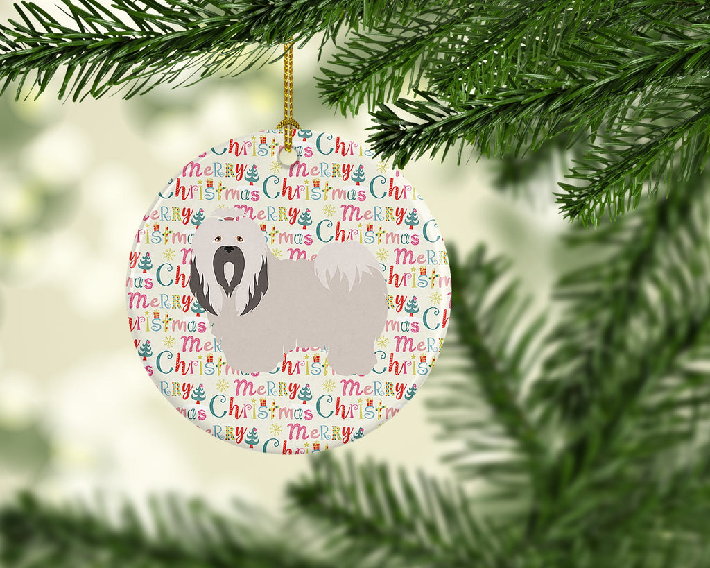 Lhasa Apso Merry Christmas Ceramic Ornament