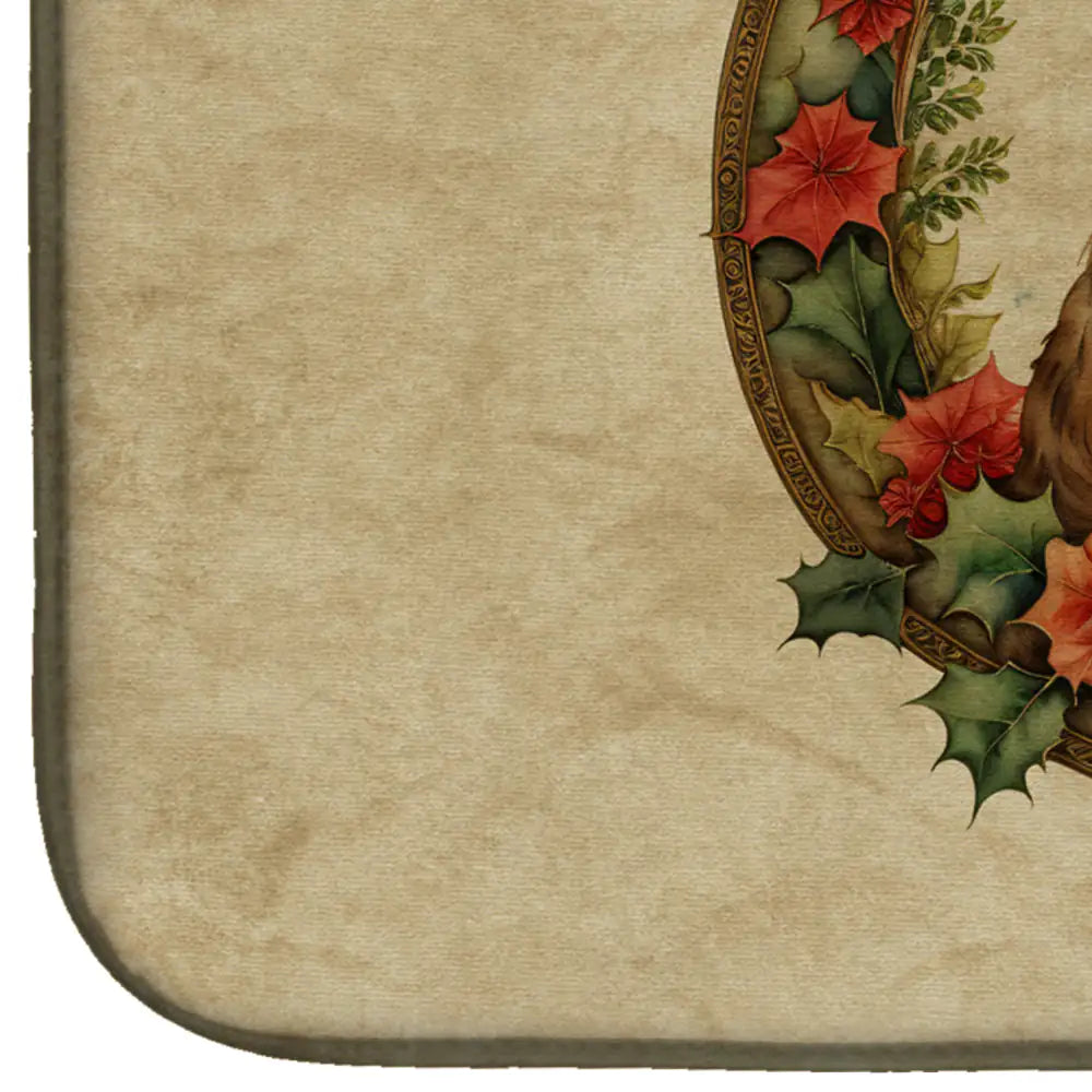 Norfolk Terrier Christmas Flowers Dish Drying Mat