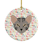 Safari Cat Christmas Ceramic Ornament