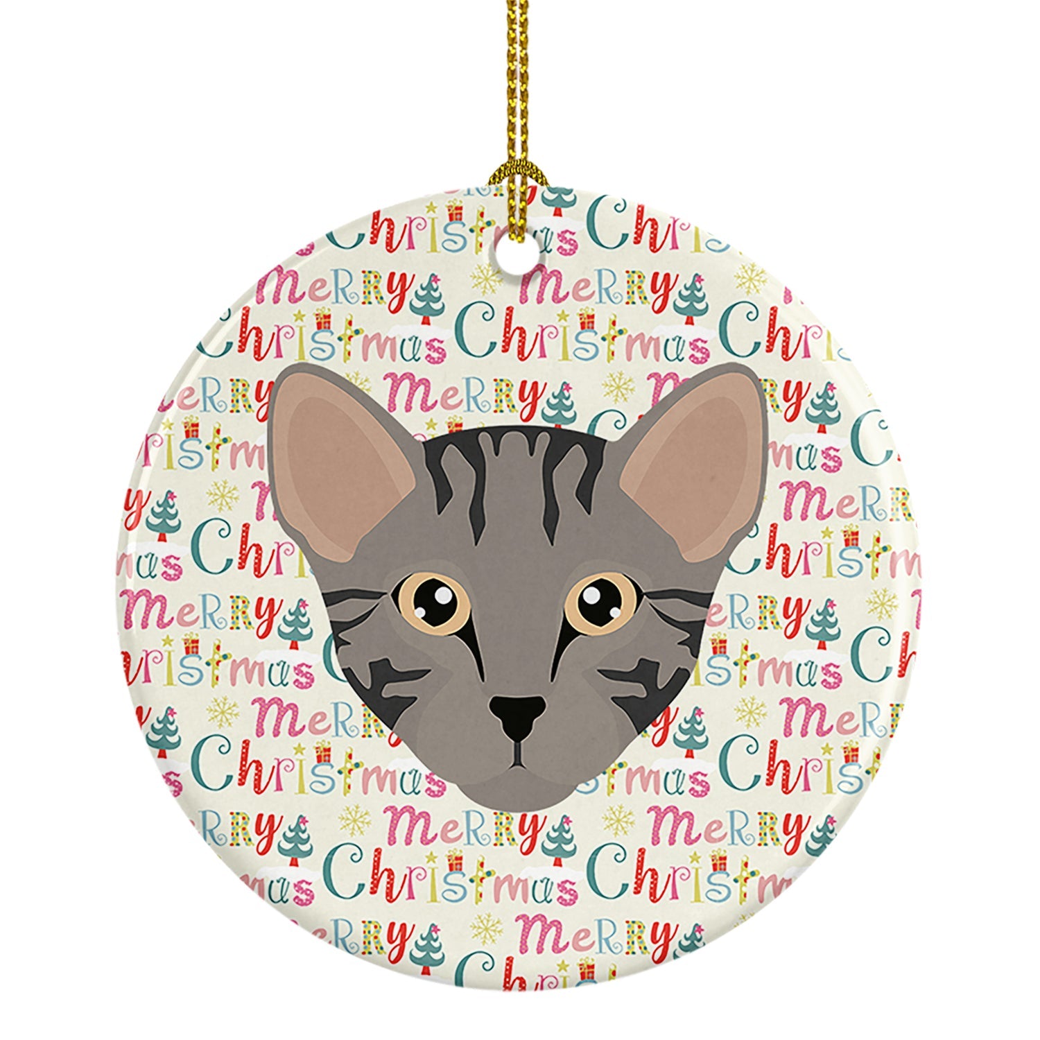 Safari Cat Christmas Ceramic Ornament