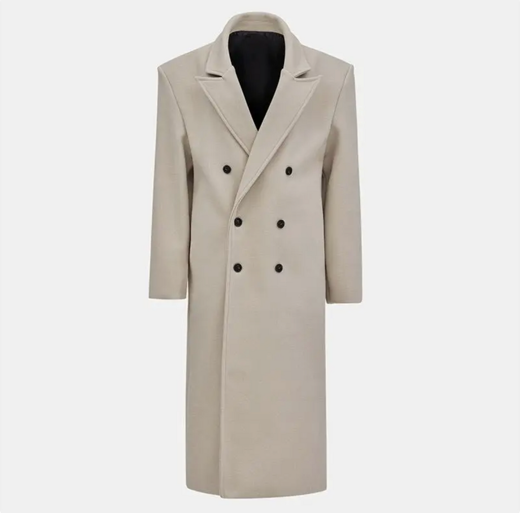 Wool Blend Suit Collar Long Coat