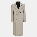 Wool Blend Suit Collar Long Coat