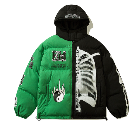 Men's Plus Fleece Hooded Jacket with Stitching Design