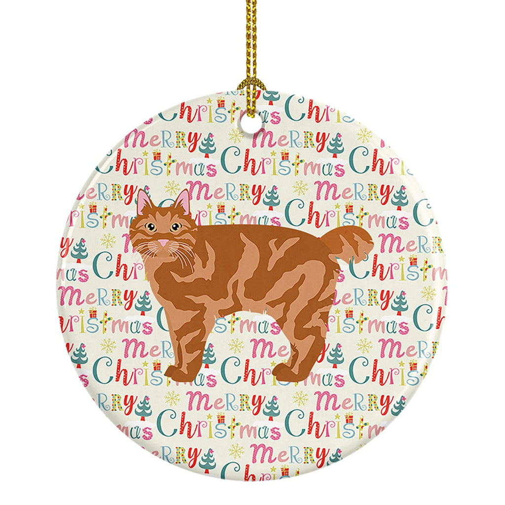 Kurilian Bobtail Cat Christmas Ceramic Ornament
