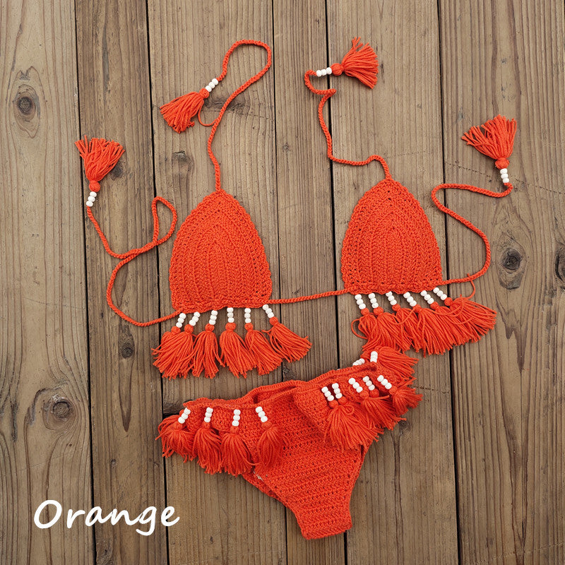 Handmade Crochet Bikini Set with Fringe for Export