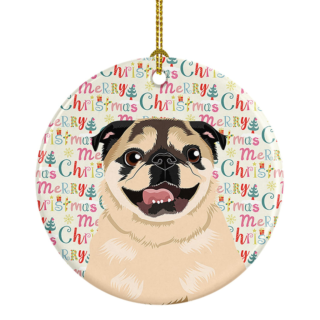 Pug Fawn #5 Christmas Ceramic Ornament