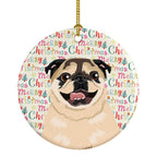 Pug Fawn #5 Christmas Ceramic Ornament