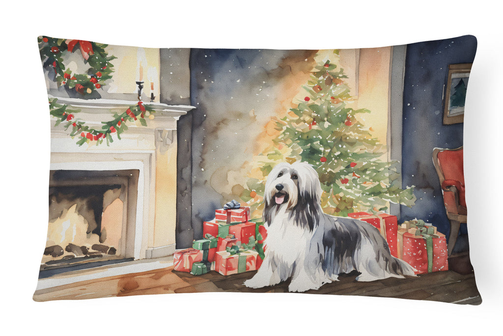 Bearded Collie Christmas Throw Pillow