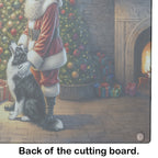 Border Collie and Santa Claus Glass Cutting Board