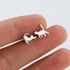 Rose Gold Stainless Steel Cat Stud Earrings