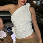 Spring 2023 Sexy Off-Shoulder Ruched Tank Top