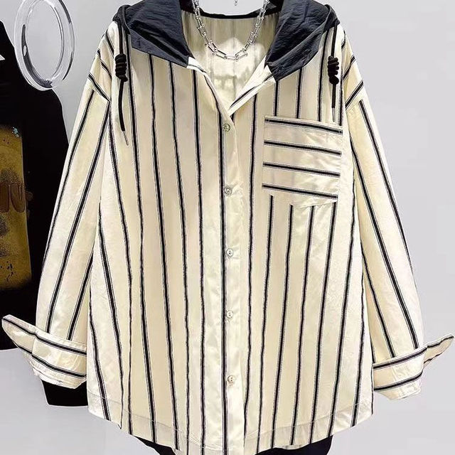 Women's Long Sleeve Striped Hoodie Top, Y2K Fashion | Streetwear