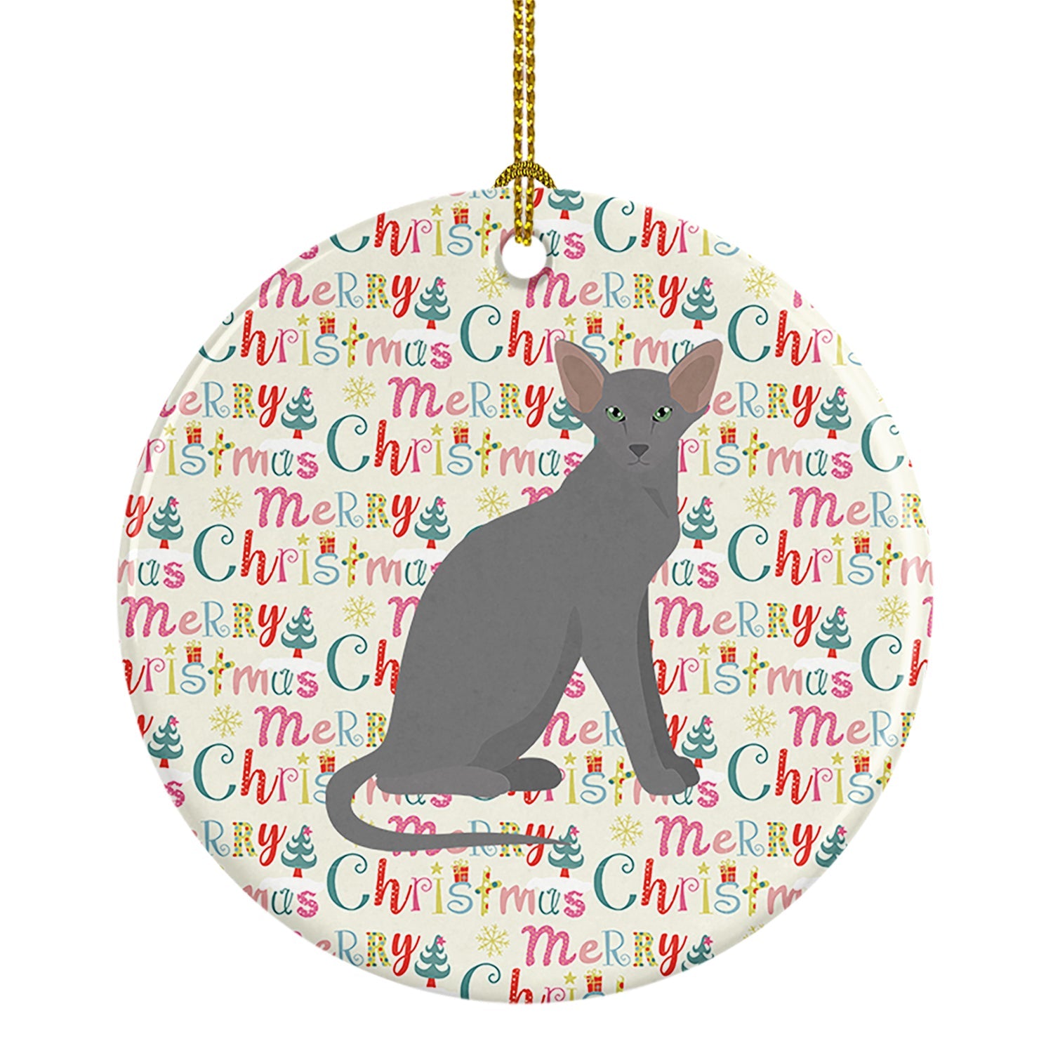 Oriental Shorthair Cat Christmas Ceramic Ornament
