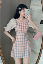 Summer A-Line Checkered Chiffon Dress for Women