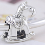 Christmas Unicorn Beads, Silver Bracelet Charms