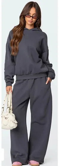 Fleece Hoodie Casual Sports Two-piece Set | Streetwear