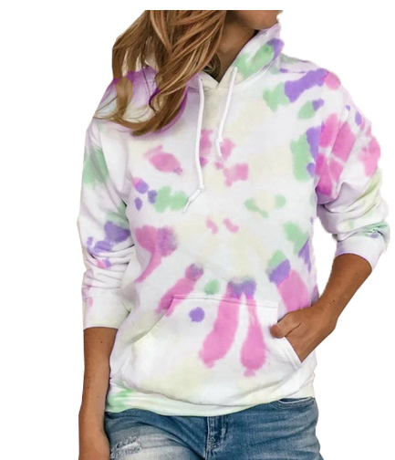 Colorful Tie Dye Print Hooded Long Sleeve Sweatshirt | Streetwear