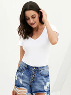 Blue High Rise Distressed Ripped Denim Shorts for Women