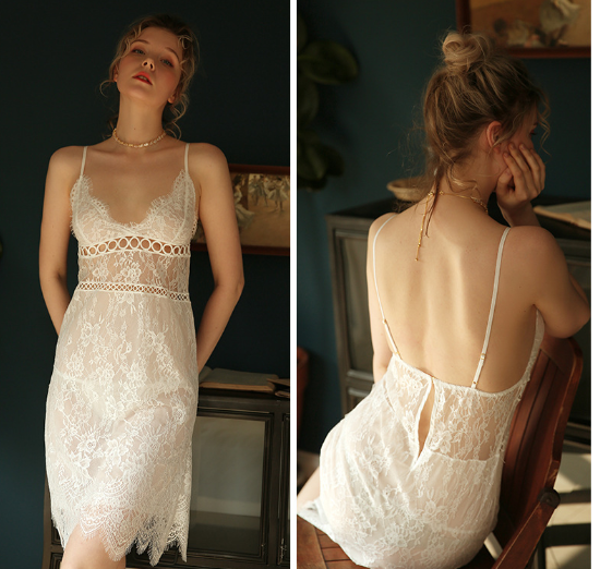 Summer V-Neck Strappy Nightgown - Stylish Homewear Dress