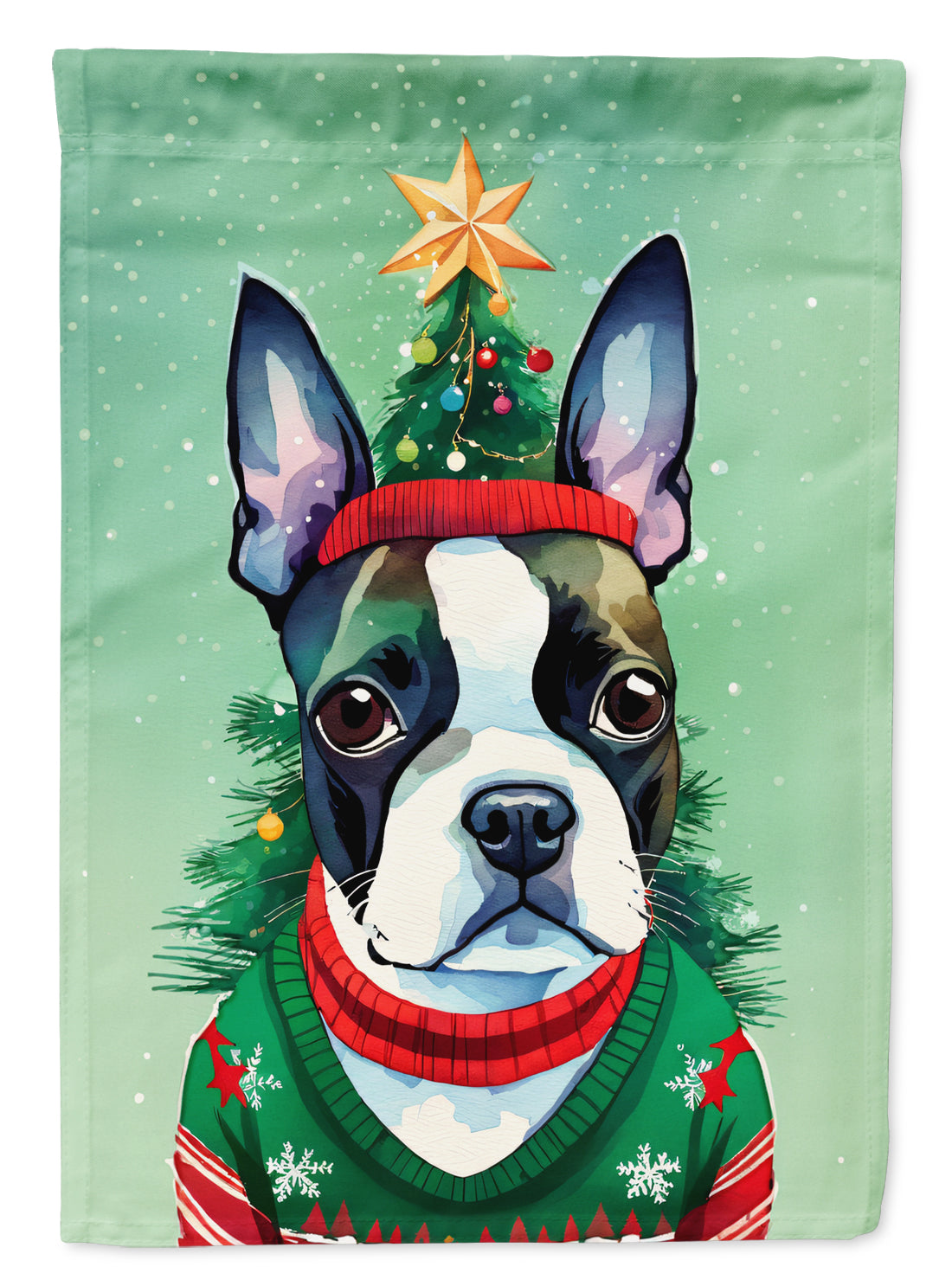Boston Terrier Christmas Garden Flag