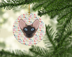 Oriental Bicolor Cat Christmas Ceramic Ornament