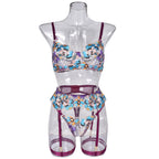 Romantic Floral Embroidery Lingerie Set with Bra & Thong