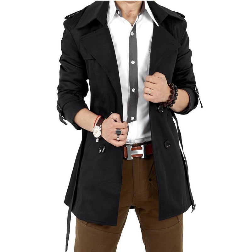 Classic Retro Men's Double-Breasted Windbreaker Jacket