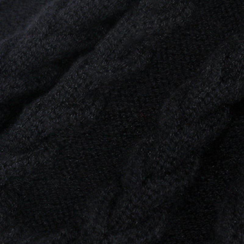 Warm Fleece-Lined Slouchy Knit Beanie with Pompom | Embroidered Cap