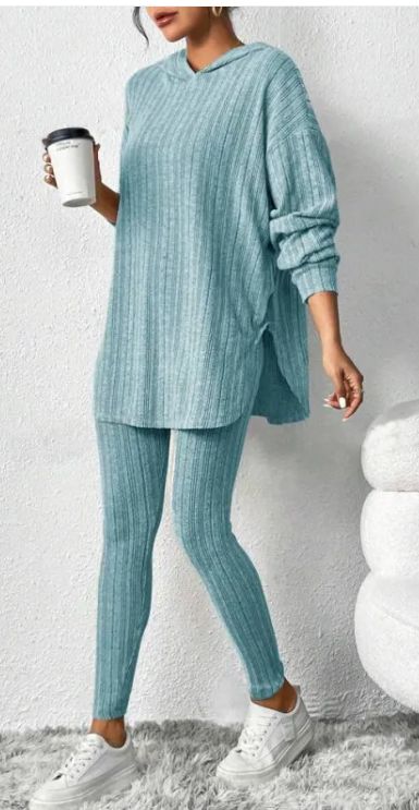 Autumn Solid Color Sunken Stripe Loose-fitting Hoodie Long Sleeve Suit | Streetwear