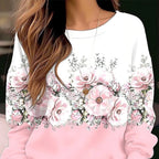 Floral Round Neck Long Sleeve Pullover Sweater | Streetwear
